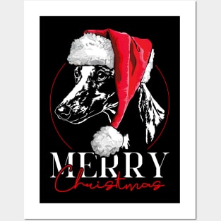 Santa Whippet Merry Christmas dog mom gift Posters and Art